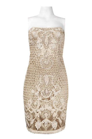 Beige Embroidery Cocktail Dress