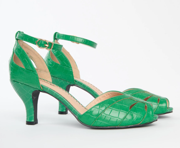 Green sales kitten heels