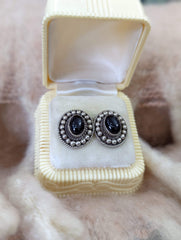 Sterling Silver & Black Enamel Earrings - BE